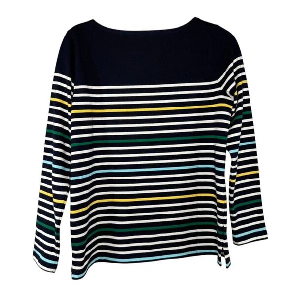 Talbots Navy Stripe Cotton Long Sleeve Tee Top - Size Small Petite - Preppy - Picture 6 of 9